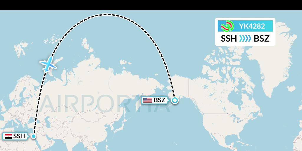 YK4282 Avia Traffic Flight Map: Sharm el-Sheikh to Egegik