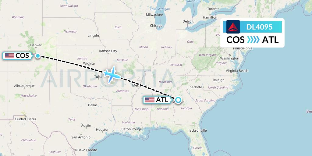 DL4095 Delta Air Lines Flight Map: Colorado Springs to Atlanta