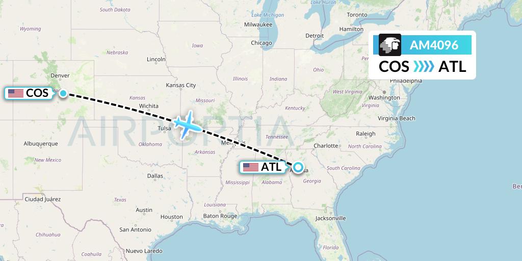 AM4096 Aeromexico Flight Map: Colorado Springs to Atlanta