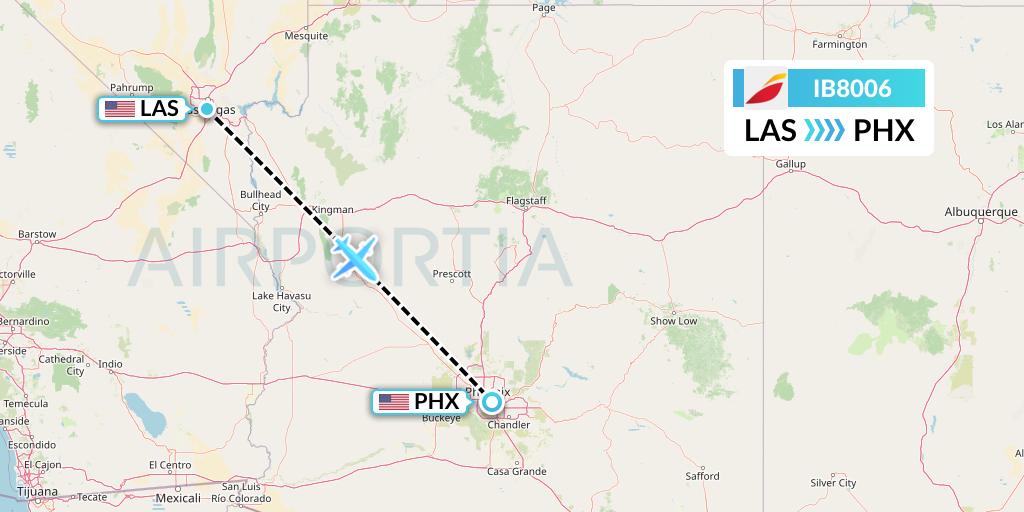 IB8006 Iberia Flight Map: Las Vegas to Phoenix