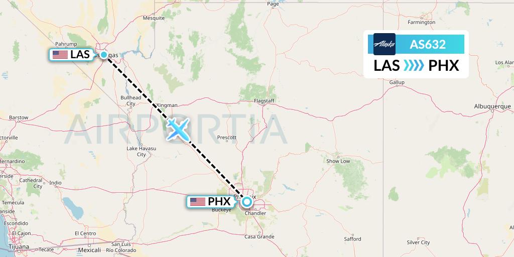 AS632 Alaska Airlines Flight Map: Las Vegas to Phoenix