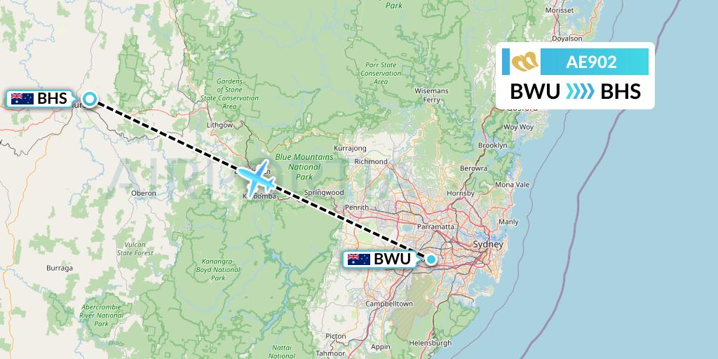 AE902 Mandarin Airlines Flight Map: Bankstown to Bathurst
