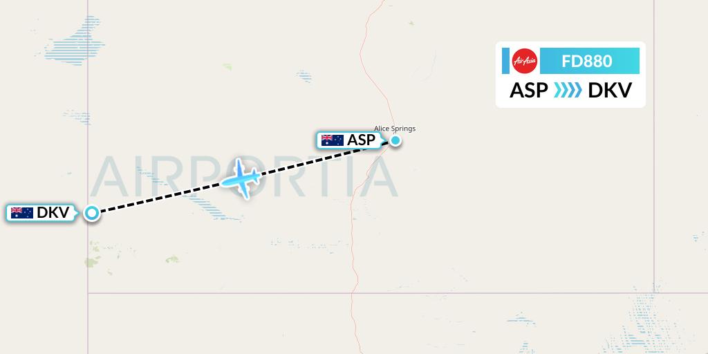 FD880 Thai AirAsia Flight Map: Alice Springs to Australia