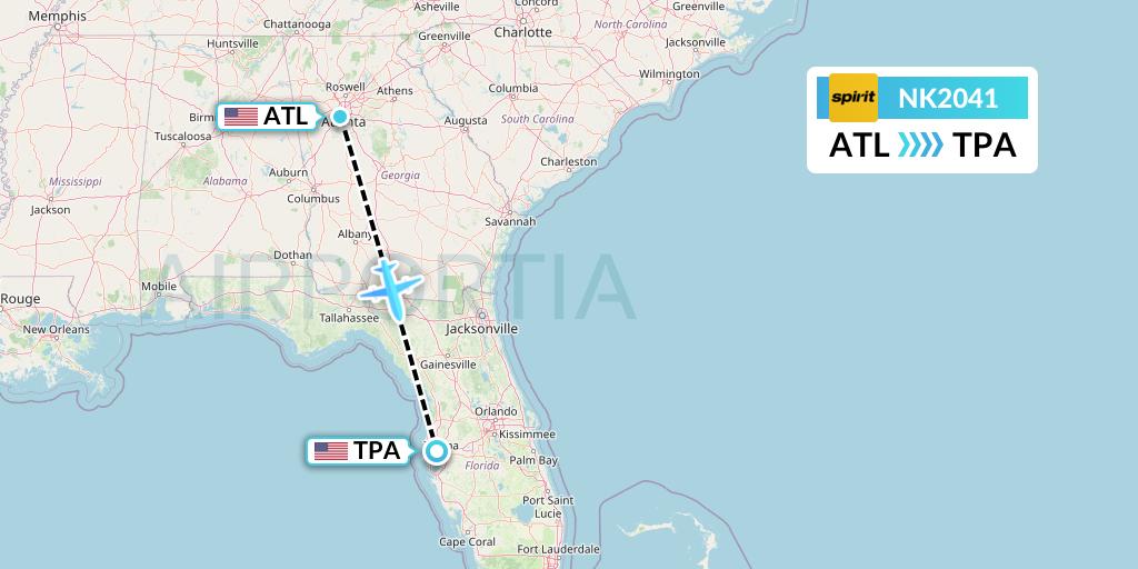 NK2041 Spirit Airlines Flight Map: Atlanta to Tampa