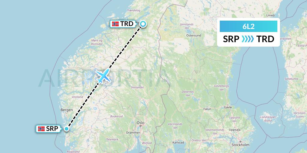 6L2 Aklak Air Flight Map: Stord to Trondheim