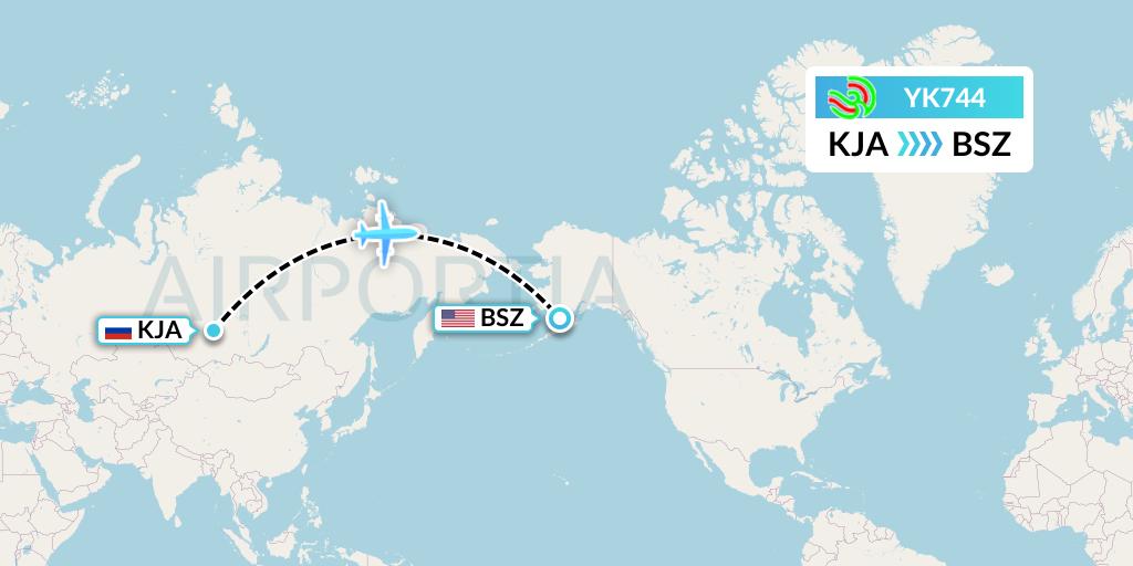 YK744 Avia Traffic Flight Map: Krasnoyarsk to Egegik