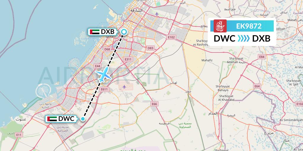 EK9872 Emirates Flight Map: Dubai to Dubai