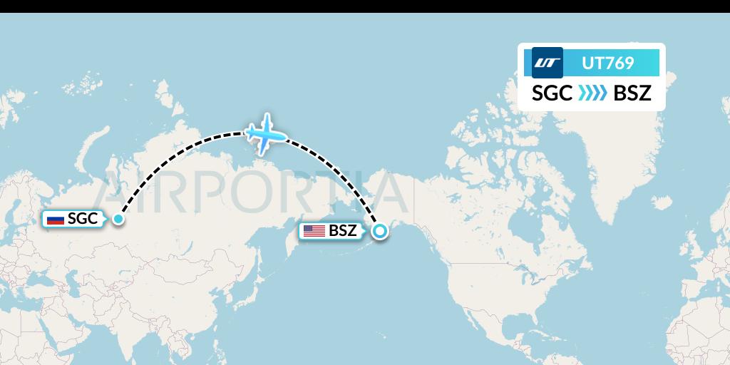 UT769 UTair Flight Map: Surgut to Egegik