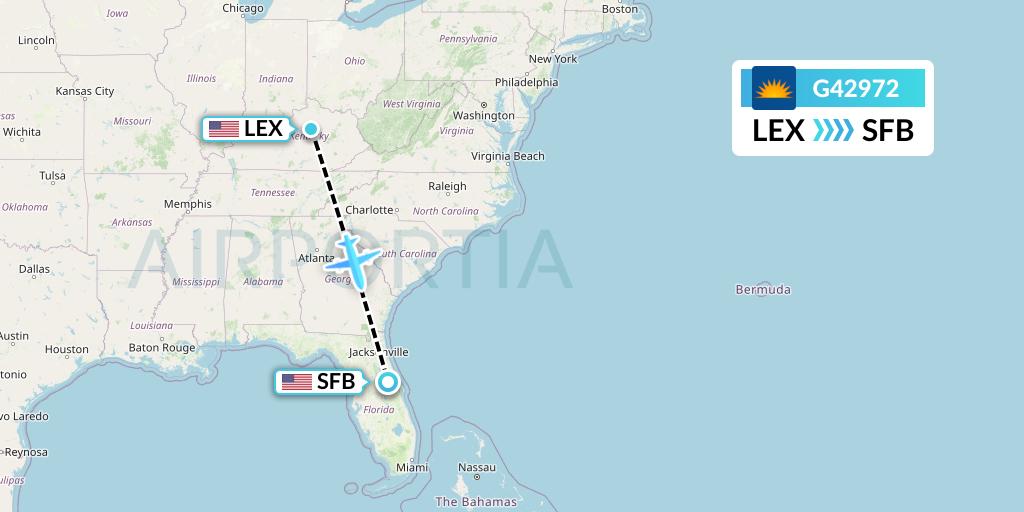 G42972 Allegiant Air Flight Map: Lexington to Orlando