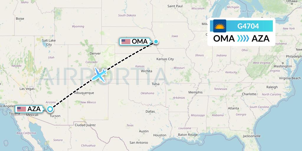 G4704 Allegiant Air Flight Map: Omaha to Phoenix