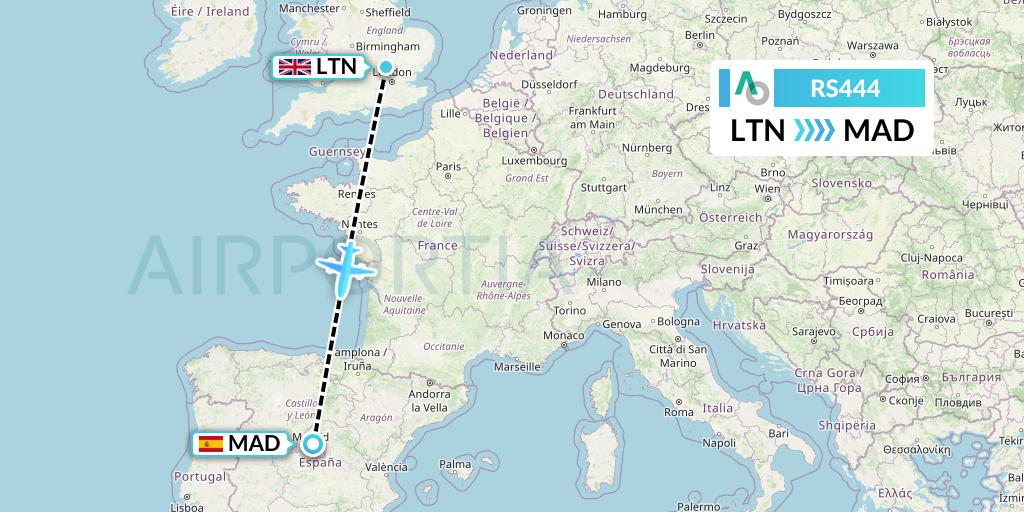 RS444 Air Seoul Flight Map: London to Madrid
