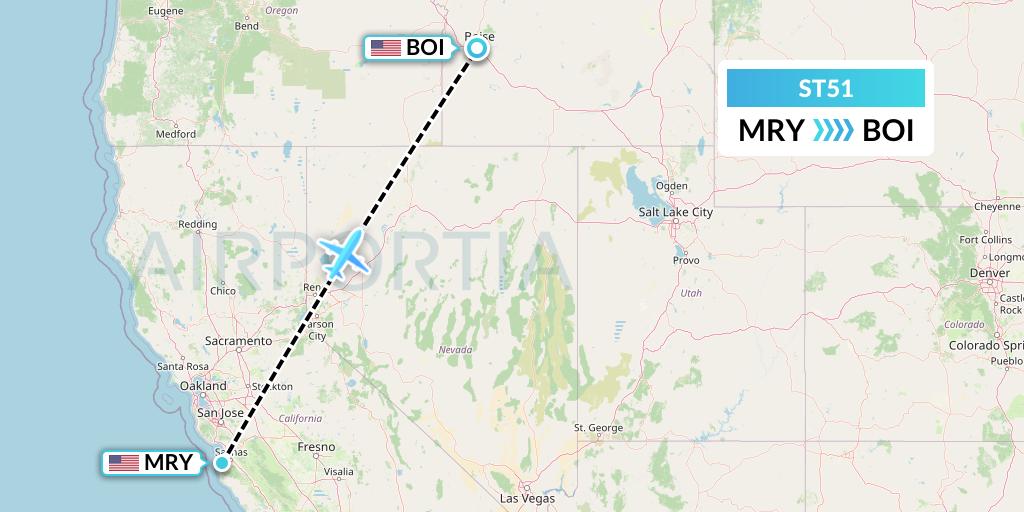 ST51 Air Thanlwin Flight Map: Monterey to Boise