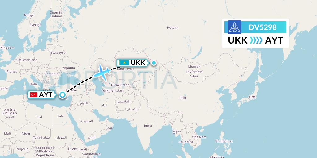 DV5298 SCAT Flight Map: Oskemen to Antalya