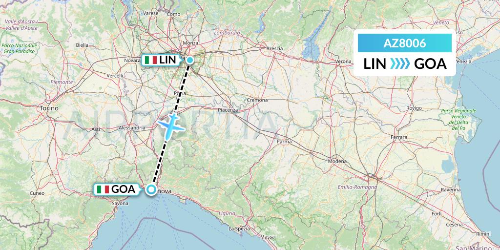 AZ8006 ITA Airways Flight Map: Milan to Genoa