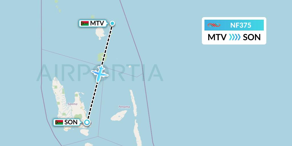 NF375 Air Vanuatu Flight Map: Ablow to Luganville