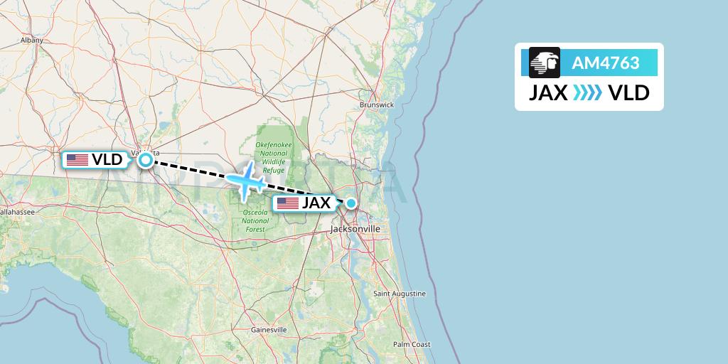 AM4763 Aeromexico Flight Map: Jacksonville to Valdosta