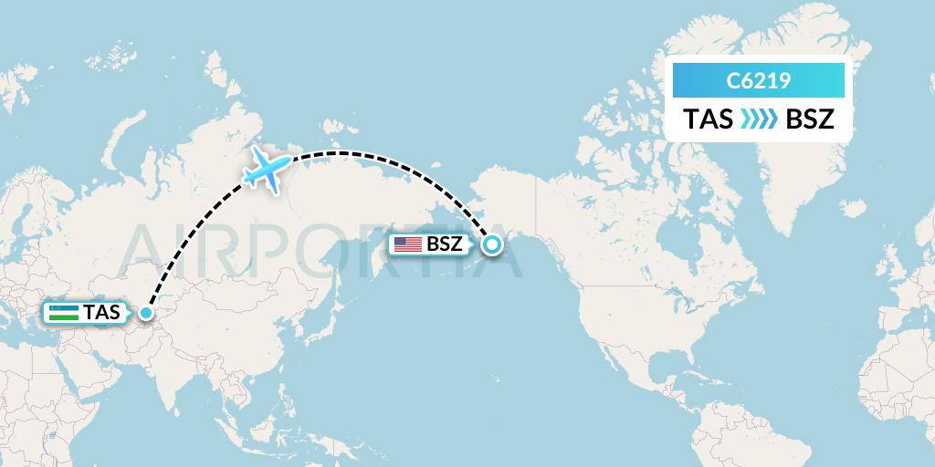C6219 Capitol Air Express Flight Map: Tashkent to Egegik