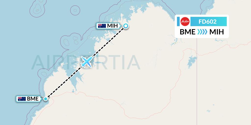 FD602 Thai AirAsia Flight Map: Broome to Mitchell Plateau