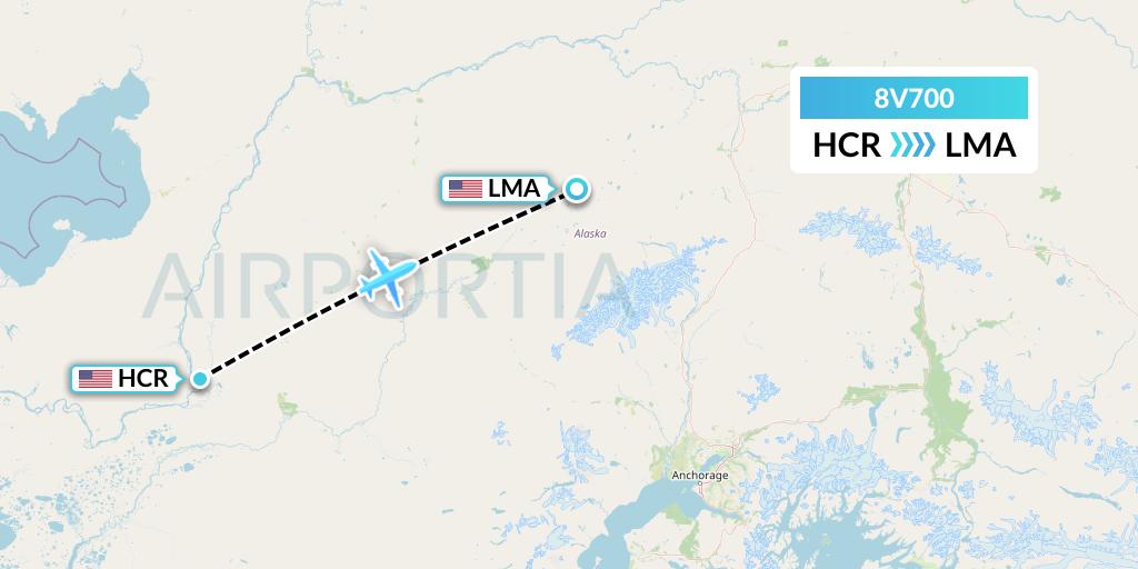 8V700 Wright Air Service Flight Map: Holy Cross to Lake Minchumina