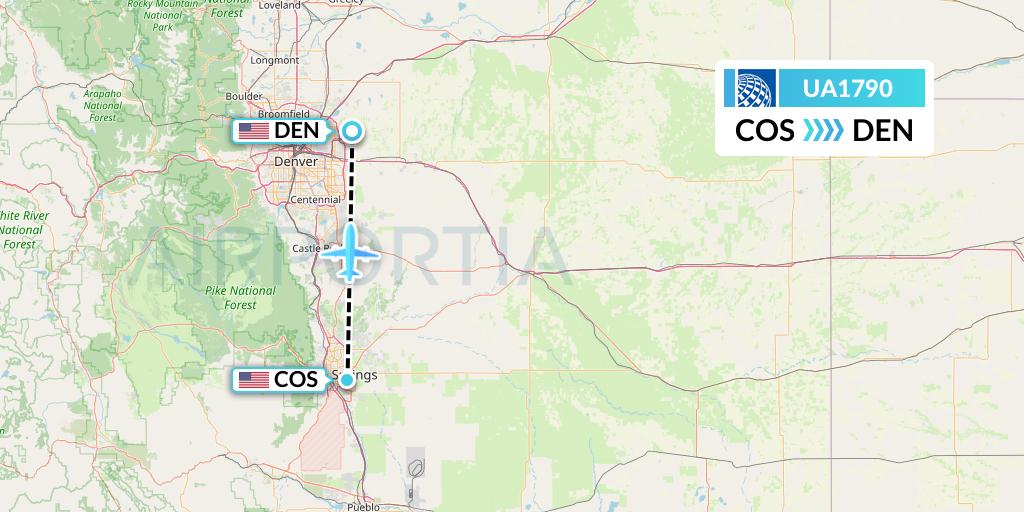 UA1790 United Airlines Flight Map: Colorado Springs to Denver