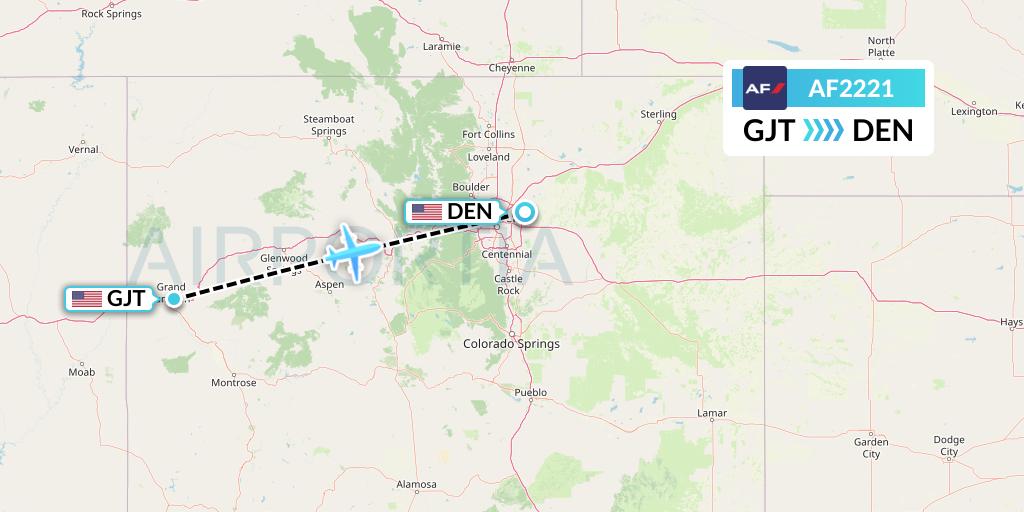 AF2221 Air France Flight Map: Grand Junction to Denver