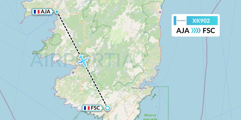 XK902 Air Corsica Flight Map: Ajaccio to Figari