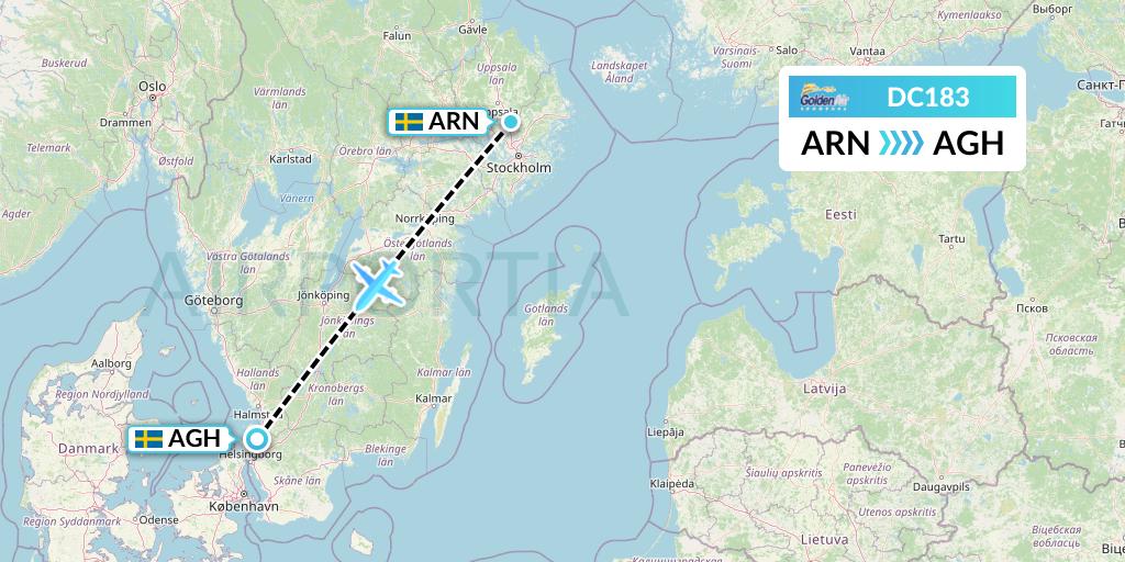 DC183 Braathens Regional Flight Map: Stockholm to Angelholm