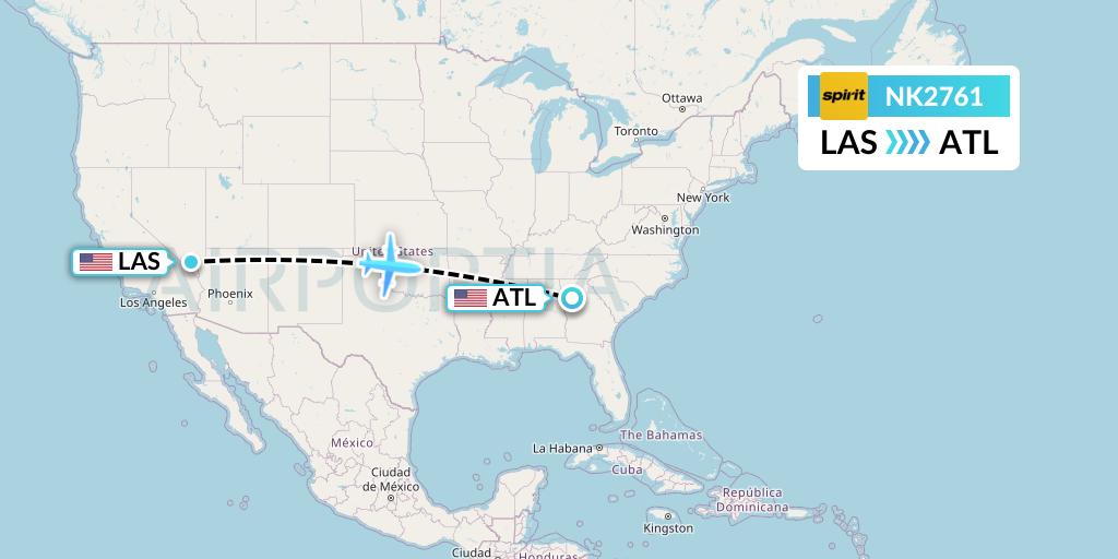 NK2761 Spirit Airlines Flight Map: Las Vegas to Atlanta