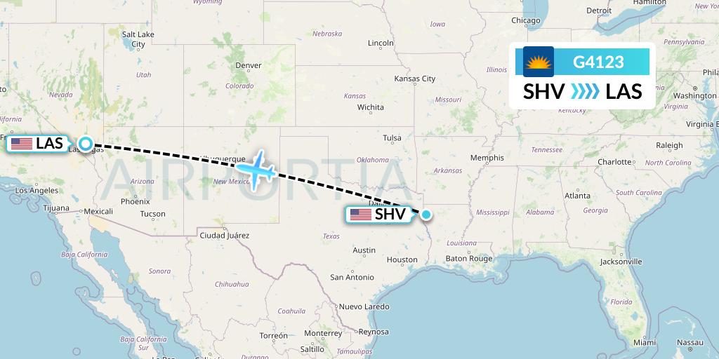 G4123 Allegiant Air Flight Map: Shreveport to Las Vegas