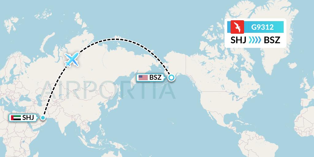 G9312 Air Arabia Flight Map: Sharjah to Egegik