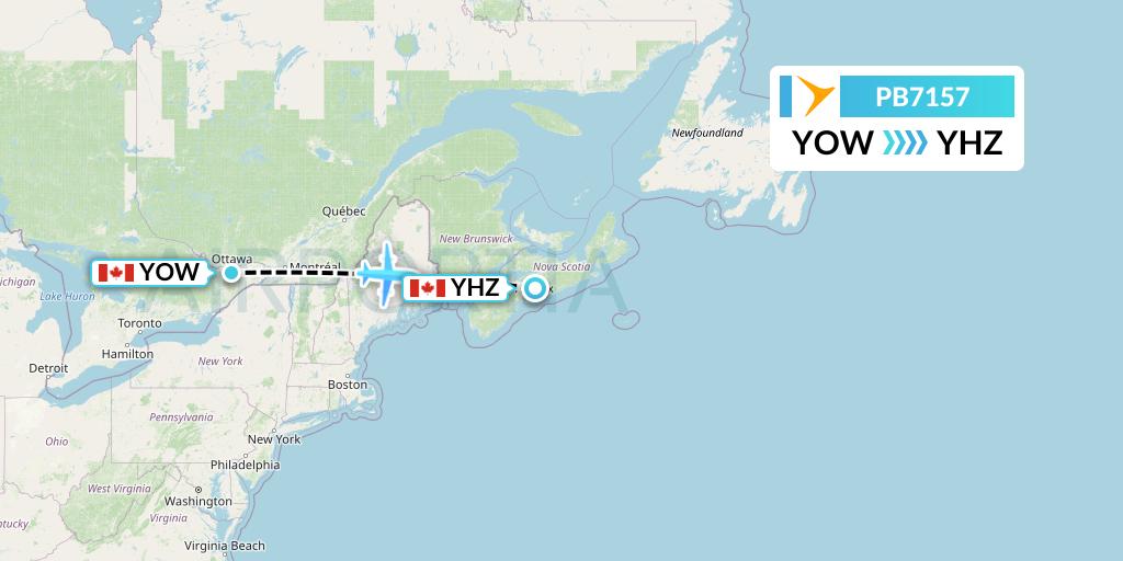 PB7157 PAL Airlines Flight Map: Ottawa to Halifax