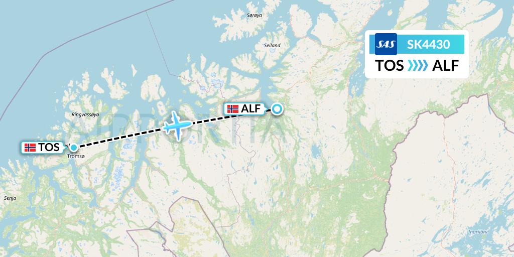 SK4430 SAS Flight Map: Tromso to Alta