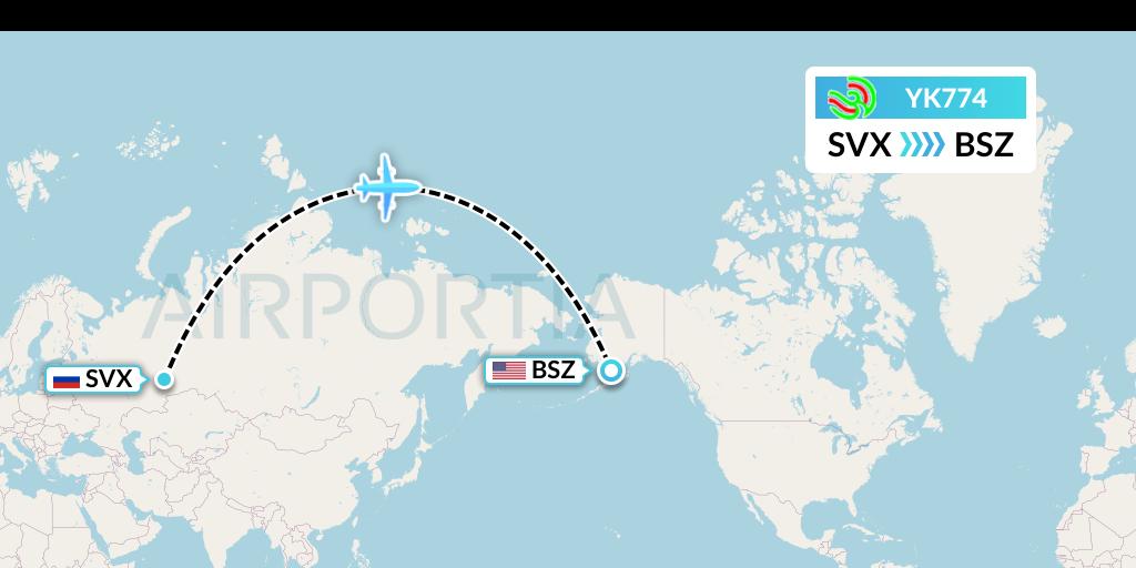 YK774 Avia Traffic Flight Map: Yekaterinburg to Egegik