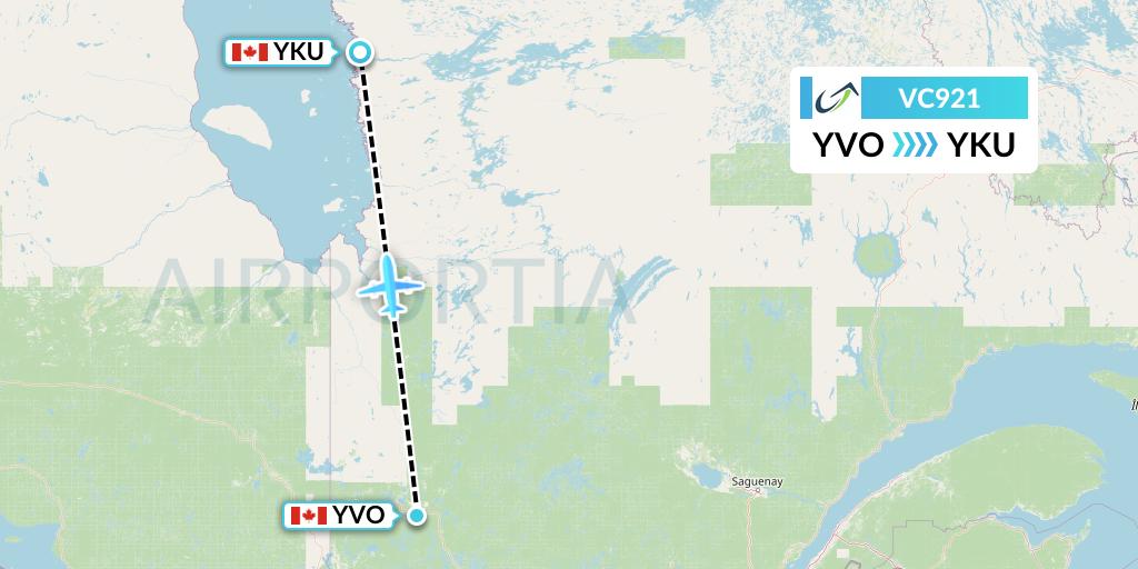 VC921 ViaAir Flight Map: Val-d'Or to Chisasibi