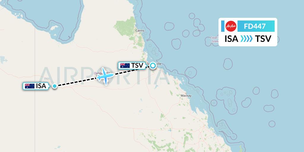 FD447 Thai AirAsia Flight Map: Mount Isa to Townsville