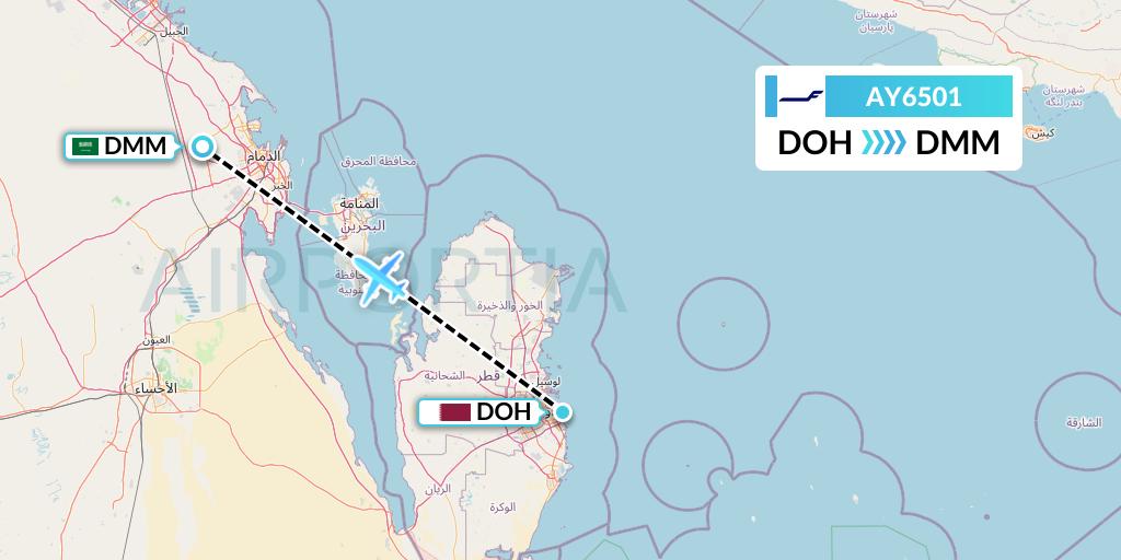 AY6501 Finnair Flight Map: Doha to Dammam