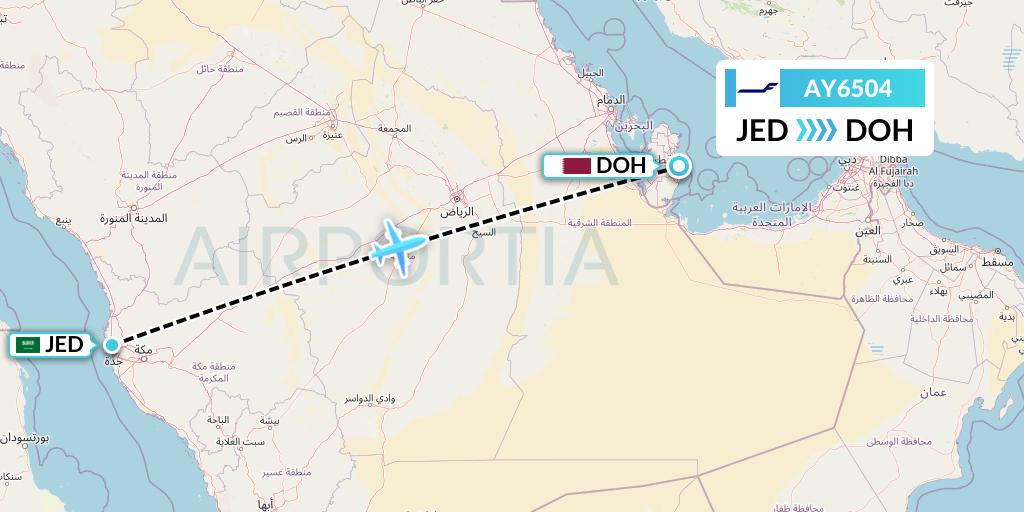 AY6504 Finnair Flight Map: Jeddah to Doha