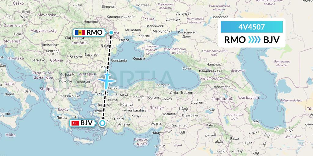4V4507 FGW Aviation Flight Map: Chisinau to Bodrum