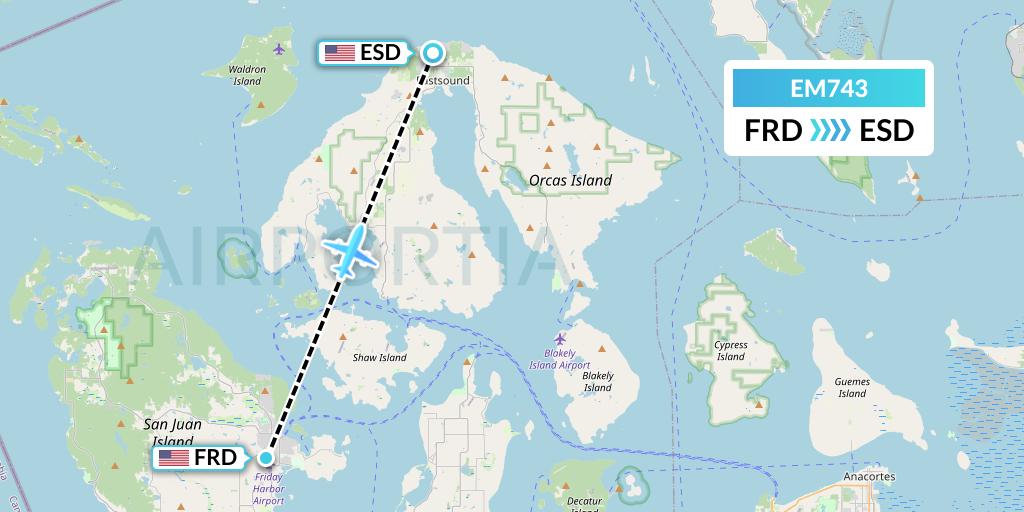 EM743 Empire Airlines Flight Map: Friday Harbor to Eastsound