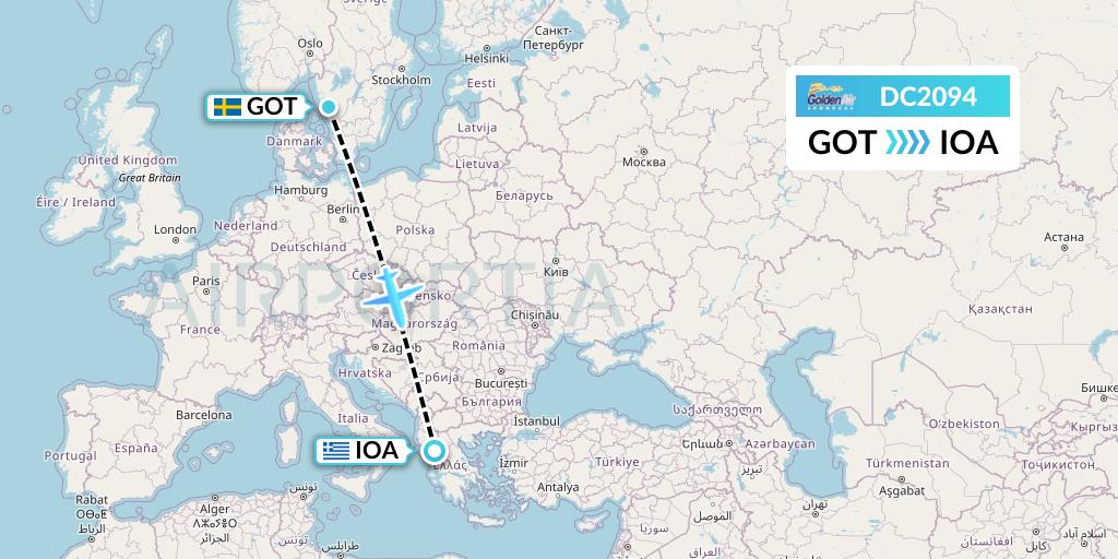 DC2094 Braathens Regional Flight Map: Gothenburg to Ioannina