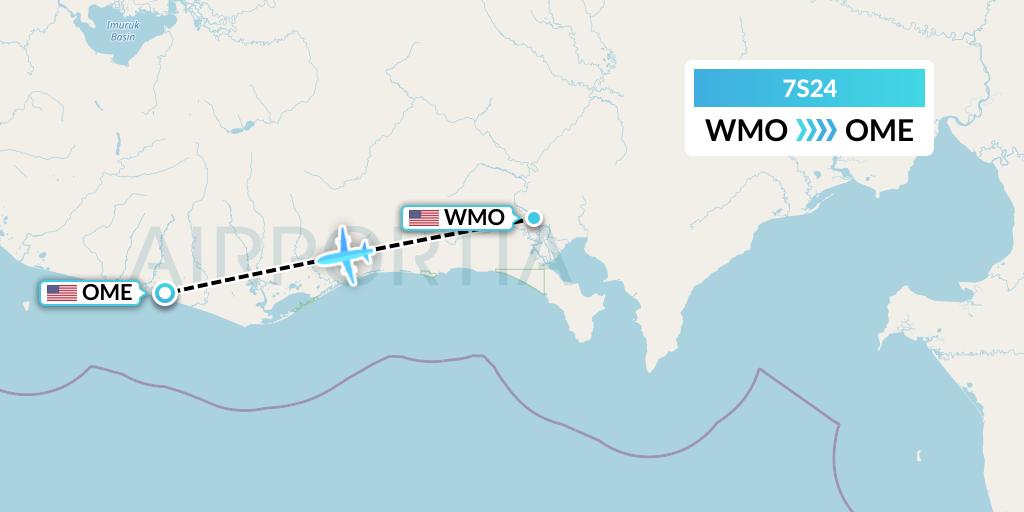 7S24 Ryan Air (USA) Flight Map: White Mountain to Nome
