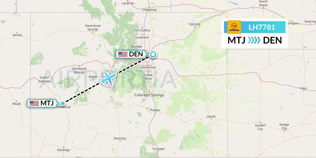 LH7781 Lufthansa Flight Map: Montrose to Denver