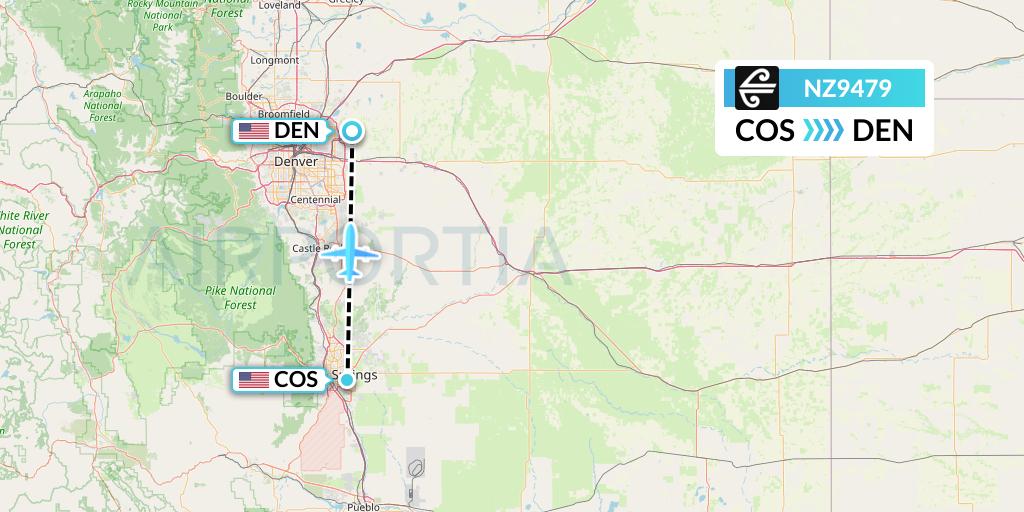 NZ9479 Air New Zealand Flight Map: Colorado Springs to Denver