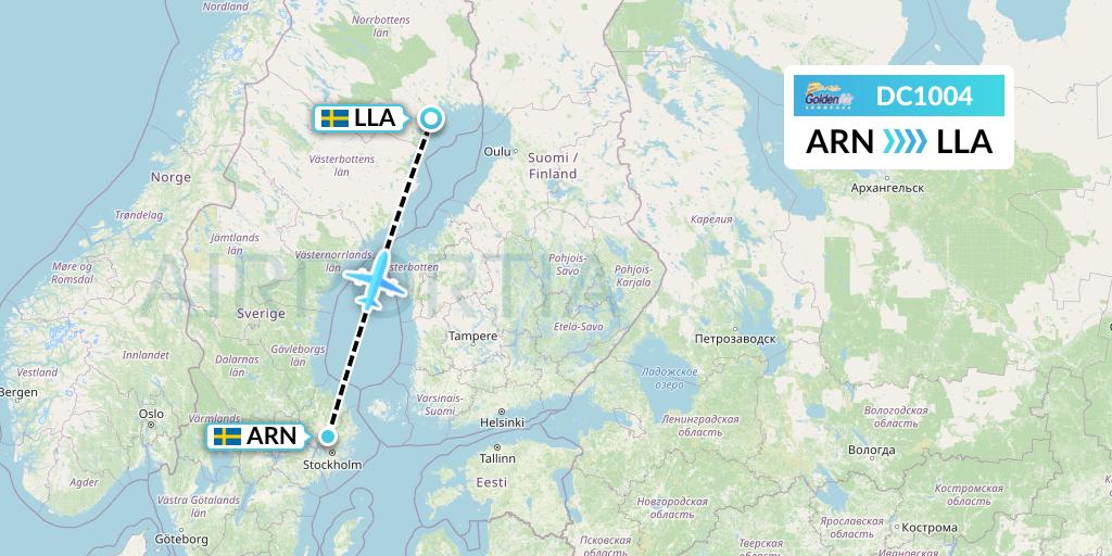 DC1004 Braathens Regional Flight Map: Stockholm to Lulea