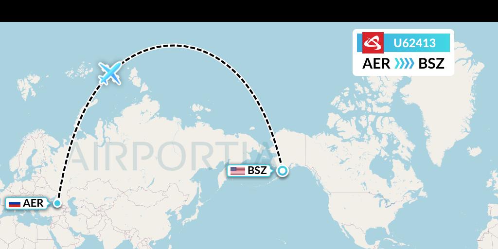 U62413 Ural Airlines Flight Map: Sochi to Egegik