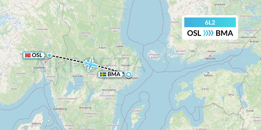 6L2 Aklak Air Flight Map: Oslo to Stockholm