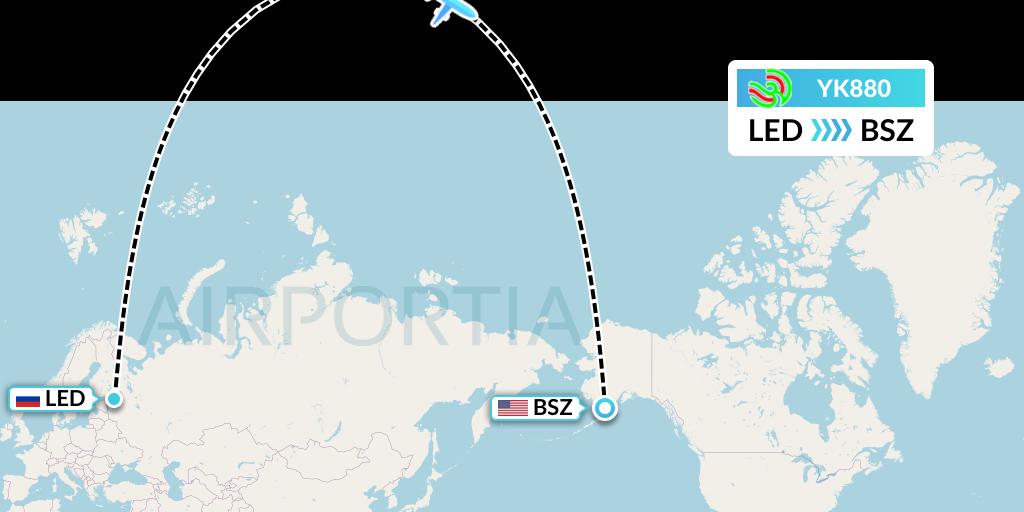 YK880 Avia Traffic Flight Map: St. Petersburg to Egegik