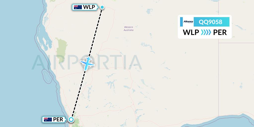 QQ9058 Alliance Airlines Flight Map: West Angelas to Perth