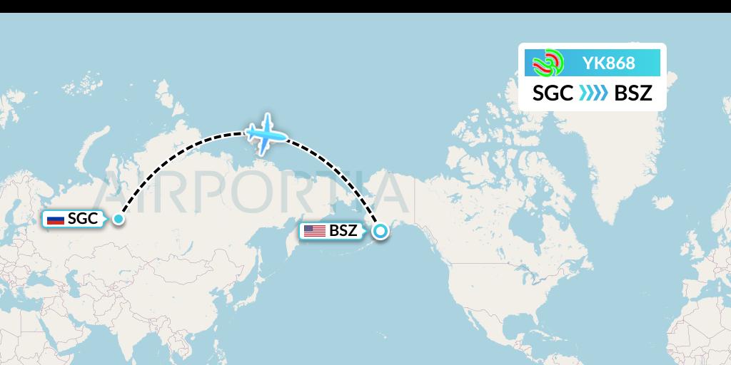 YK868 Avia Traffic Flight Map: Surgut to Egegik
