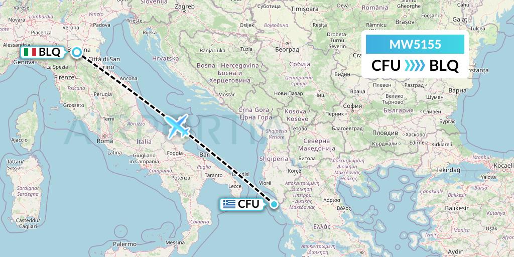 MW5155 Mokulele Flight Service Flight Map: Corfu to Bologna